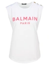 BALMAIN BALMAIN LOGO PRINTED SLEEVELESS TOP