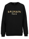 BALMAIN BALMAIN METALLIC LOGO PRINTED SWEATSHIRT