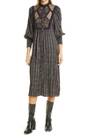 BYTIMO JACQUARD LACE LONG SLEEVE SHIFT DRESS,2110613