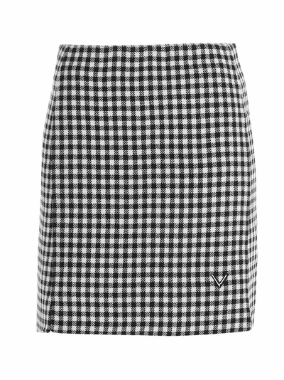Valentino Gingham-check Mini-skirt In Black