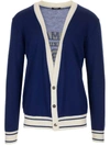 BALMAIN BALMAIN CONTRAST TRIM LOGO KNITTED CARDIGAN