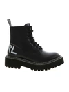 Karl Lagerfeld Troupe Brush-logo Combat Boots In Black