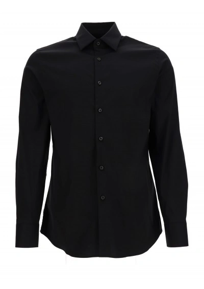 Prada Classic Cotton Poplin Slim-fit Shirt In Nero