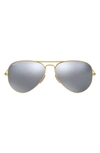 Ray Ban Original 58mm Aviator Sunglasses In Matte Gold/ Dark Grey