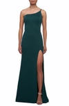 LA FEMME ONE-SHOULDER JERSEY GOWN,28176