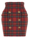 BALMAIN BALMAIN BUTTON DETAIL TARTAN MINI SKIRT