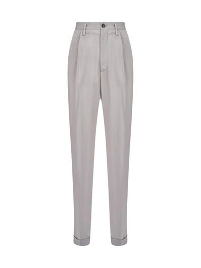 Maison Margiela High Rise Tailored Trousers In Grey