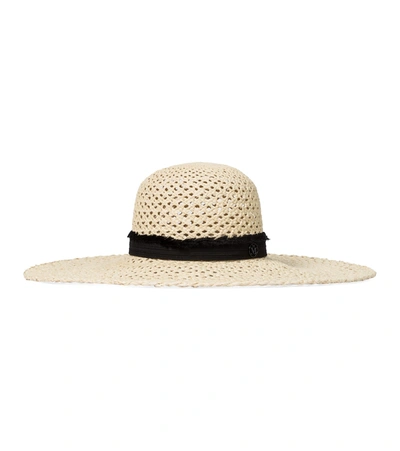Maison Michel Neutral Blanche Woven Straw Hat In Neutrals