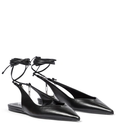 Attico Wraparound Style Ballerina Shoes In Black