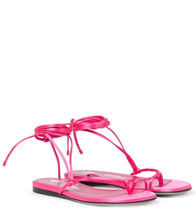 Attico Kika Satin Lace-up Sandals In Pink