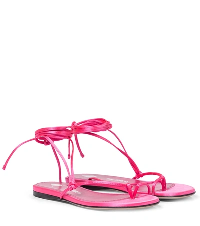 Attico Kika Satin Thong Sandals In Pink