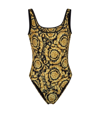 Versace Printed Swimsuit In Gold