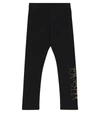 VERSACE EMBELLISHED STRETCH-COTTON LEGGINGS,P00533731