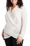1.state Sparkle Cozy Crisscross Front Knit Top In Soft Ecru
