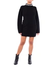 Off-white Intarsia Knit Logo Dress In Black