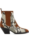 Giuseppe Zanotti Snakeskin-effect 55mm Ankle Boots In Brown