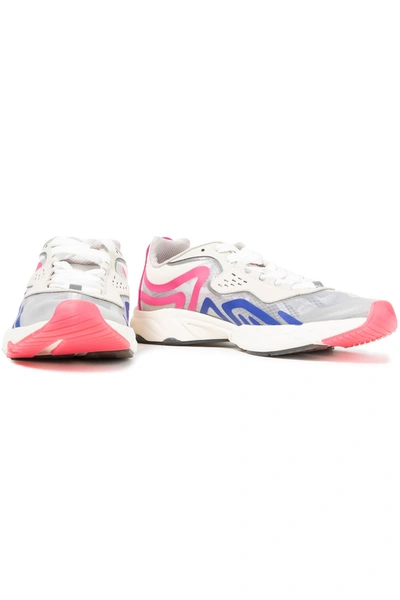 Acne Studios Ripstop, Rubber And Suede Trainers In White,fuchsia,blue