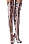 BALMAIN CAMPBELL LACE-UP LASER-CUT LEATHER THIGH BOOTS,3074457345623814622