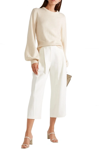Adam Lippes Mid-rise Pleated Culottes In Ivory