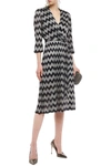 ALICE AND OLIVIA KATINA WRAP-EFFECT METALLIC PRINTED TULLE MIDI DRESS,3074457345622382672