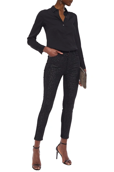 Alice And Olivia Sequin-embellished High-rise Skinny Jeans In Qnoftnight