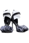 BALMAIN ISUARE LEATHER, SUEDE, RUFFLED TULLE AND ORGANZA SANDALS,3074457345623228646