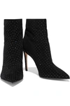 BALMAIN BLAIR CRYSTAL-EMBELLISHED SUEDE ANKLE BOOTS,3074457345623292165