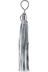 BALMAIN TASSELED METALLIC TEXTURED-LEATHER BAG CHARM,3074457345623293198