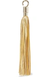 BALMAIN TASSELED METALLIC TEXTURED-LEATHER BAG CHARM,3074457345623293182