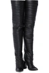 BALMAIN INGRID PLEATED LEATHER THIGH BOOTS,3074457345623280661