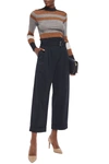 BRUNELLO CUCINELLI BELTED WOOL-BLEND TWILL WIDE-LEG PANTS,3074457345623311140