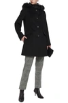 DKNY FAUX FUR-TRIMMED WOOL-BLEND COAT,3074457345622540735