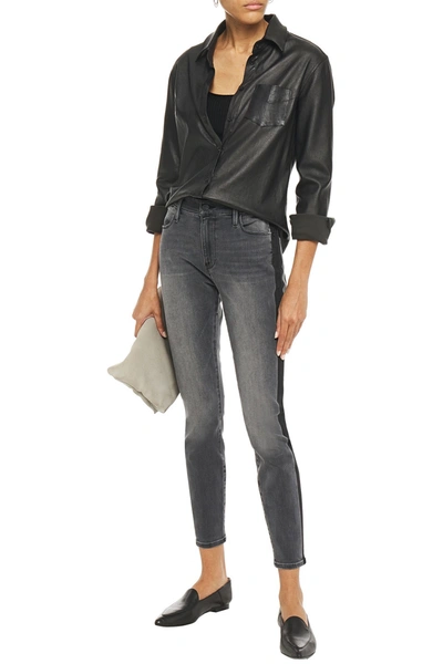 Frame Le High Skinny Cropped Faded High-rise Skinny Jeans In Charcoal