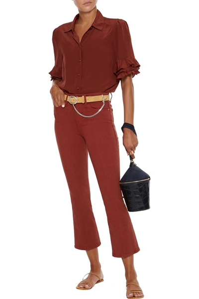 Frame Le Crop Mini Boot-cut Jeans With Raw Edge In Brick