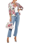 DOLCE & GABBANA FRAYED SLICED FLORAL-PRINT GAUZE JACKET,3074457345623713717