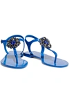 DOLCE & GABBANA CRYSTAL-EMBELLISHED RUBBER SANDALS,3074457345624100122