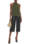 Haider Ackermann Wool And Silk-satin Top In Forest Green