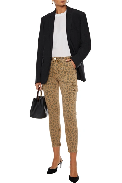 Frame Cargo Skinny Cropped Leopard-print Mid-rise Skinny Jeans In Animal Print
