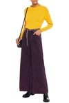 GANNI BELTED FADED HIGH-RISE WIDE-LEG JEANS,3074457345623845666
