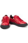 Giuseppe Zanotti Zip-detailed Leather Sneakers In Red