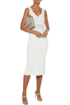 HERVE LEGER PANELED CROCHET-KNIT AND BANDAGE MIDI DRESS,3074457345623798647