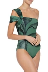 JOHANNA ORTIZ BRONTE ONE-SHOULDER TWISTED PRINTED SWIMSUIT,3074457345623706895