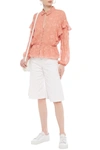 JOIE RUFFLED FIL COUPÉ SILK AND COTTON-BLEND CREPON BLOUSE,3074457345623378894