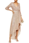 JUST CAVALLI ASYMMETRIC SEQUINED TULLE WRAP GOWN,3074457345623576643