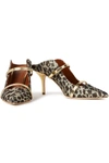 MALONE SOULIERS MAUREEN 70 LEATHER-TRIMMED LEOPARD-PRINT LUREX MULES,3074457345624021780
