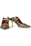 Malone Souliers Maureen 70 Leather-trimmed Leopard-print Lurex Mules In Gold