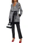 MAX MARA MALIZIA BELTED HOUNDSTOOTH WOOL AND CASHMERE-BLEND CARDIGAN,3074457345624040181