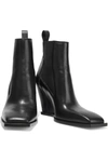 RICK OWENS LEATHER WEDGE ANKLE BOOTS,3074457345623878343