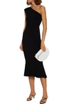 Norma Kamali One-shoulder Fluted Stretch-jersey Midi Dress In Black