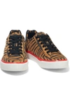 RAG & BONE RB ARMY LOW LEATHER-TRIMMED TIGER-PRINT SUEDE SNEAKERS,3074457345623708145